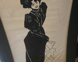 Art Nouveau Style figural print fabric panel Aubrey Beardsley