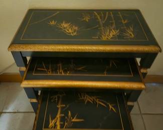 Vintage Nesting Tables Black & Gold