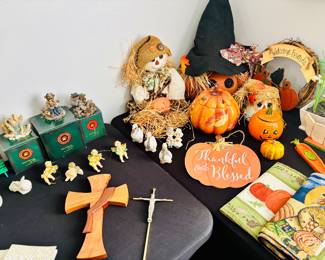 A cross and Halloween items. I'm confused.