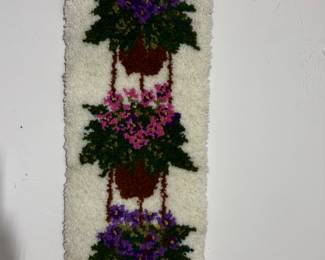 African Violets Latch Hook Rug Hanging