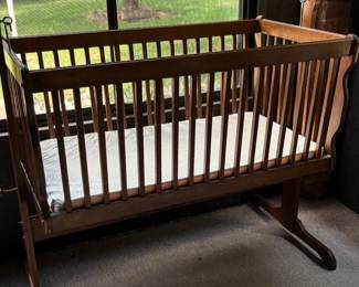 Mid century hand made baby crib