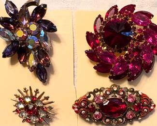 Mid Century Vintage Rhinestone Brooches