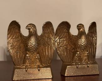 Vintage Brass Open Winged E agle On Pedestal Bookends