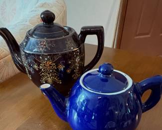 Vintage RedwareTeapot Hand Painted- Japan and modern teapot