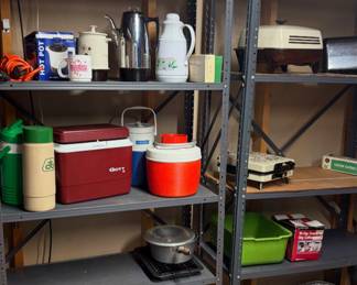 Metal Shelves and coolers