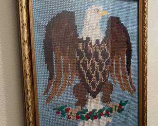 Framed Eagle Needlepoint picture