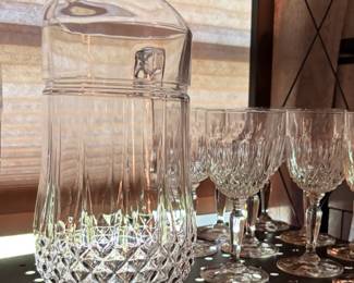 Cristal D'Arques Crystal Longchamp wine glasses and pitcher