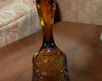 Vintage Art Glass Amber Hobnail Bell