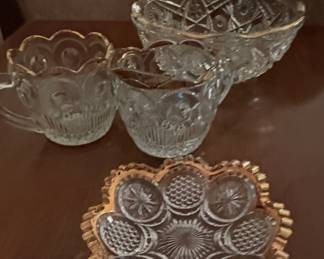 Crystal and gold trim trinket dishes