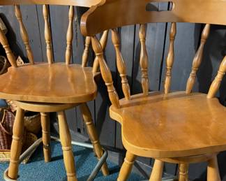 Vintage Oak Swivel Barstools