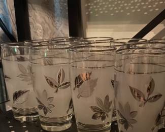 Libbey Frosted Silver Leaf Glasses