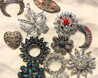 Silvertone Brooches (modern and vintage)