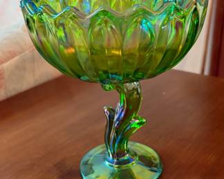 Vintage Carnival Glass Lotus Compote  -Indiana Glass Company