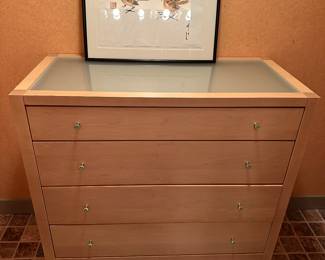 Baronet 4 drawer dresser with glass top