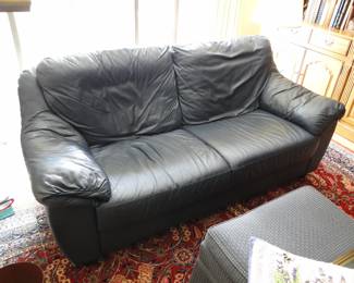 Slate Blue leather sofa 72xx32"