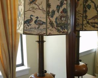Stiffel Copper lamp with bird shade