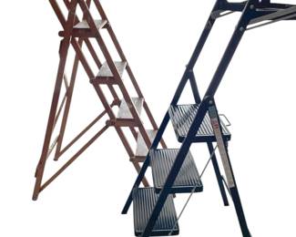 2 Step Ladders One Wood And One Black Metal