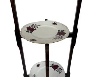 Colclough Rose Plates Wood Stand