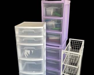Storage Bins 2 on Wheels, 1 With Pullout Shelves