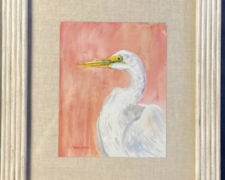 Stork Watercolor Painting David Smith Signed