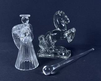 Clear Glass Mixed Lot Horse Angel Candlestick