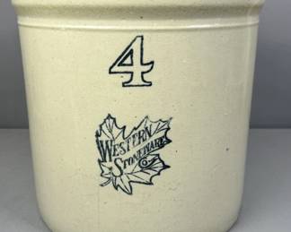 Vintage 4 Gallon Western Stoneware Crock