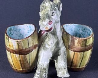 Vintage Ceramic Donkey With Barrels Vase