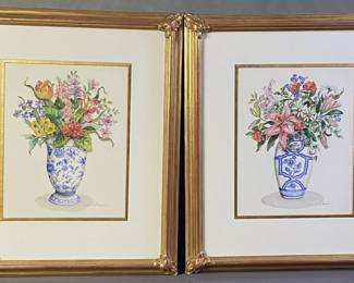 Dora T McDaniel Watercolors Flowers in Vases