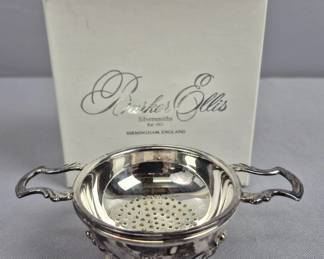 Barker Ellis Sterling Silver Tea Strainer & Box