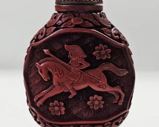 Antique/Vintage Chinese Cinnabar Snuff Bottle