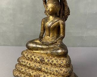 Naga Prok Buddha Statue Bronze & Lead