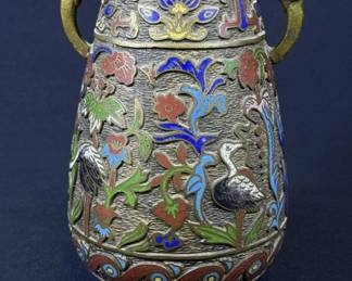 Japanese Champleve Cloisonné Enameled Bronze Jar