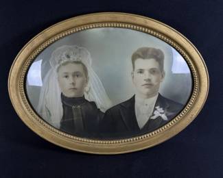 Vintage Oval Framed Photograph Domed Glass