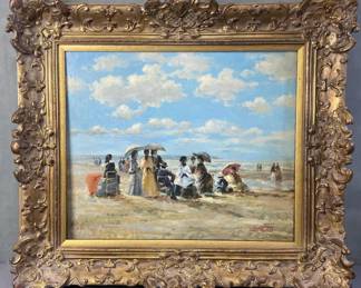 Judd Gallet Oil Painting Beach Scene Framed