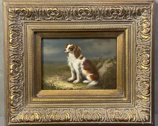 Brittany Spaniel Oil Painting on Board