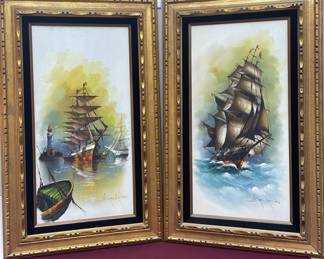 Rare Clipper Sailing Ship Oil Paintings by Andres Orpinas