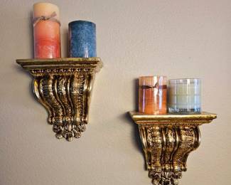 Gold Colored Metal Sconces Candles