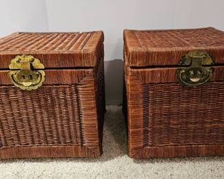 Two Rattan Side Tables