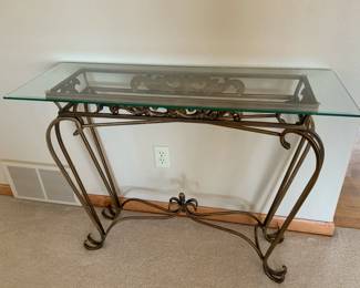 Metal With Glass Top Console Table