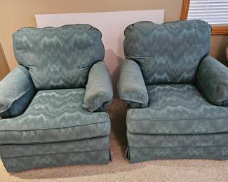 Two Green LaZBoy Arm Chairs