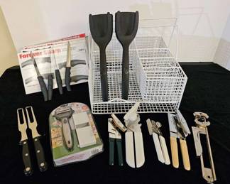 16 New Steak Knives, Utensils, Silverware Cart More