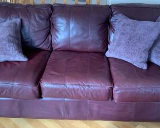  03 Burgundy Leather Sofa