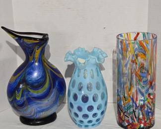 3 Colorful Decorative Vases
