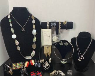 Silver Toned Jewelry Collection Necklaces, Bracelets, ClipOns, Earrings, Charms