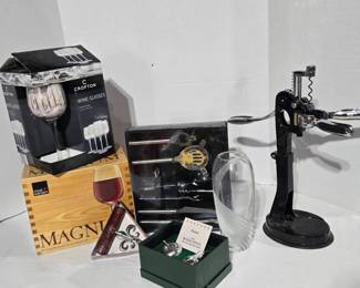 2 Wine Glass Sets, Wine Opener Manual, Lever Wine Opener, Glass Vase, Shaker, 6 Pc Bar Set