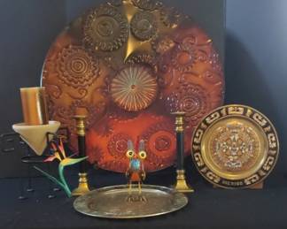 Mayan Decor Plates, Metal Mandalaesque Decor