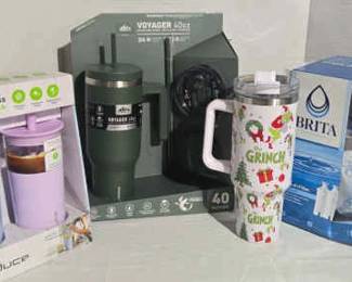 NEW IN BOX Brita Water Filtration Pitcher, 40oz Insulated Tumbler,2 Pk Glass Tumbler, Grinch Tumbler