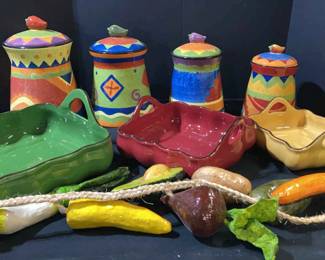TexMex Canisters And 3 Handled Baking Dishes Decor
