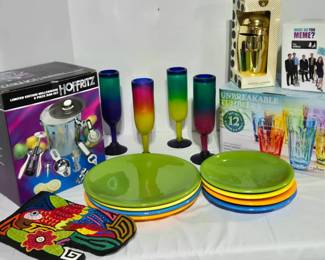 8 Piece Bar Set, Cocktail Shaker, 4 Colorful Glasses, Set Of 12 Large Small Tumblers,more