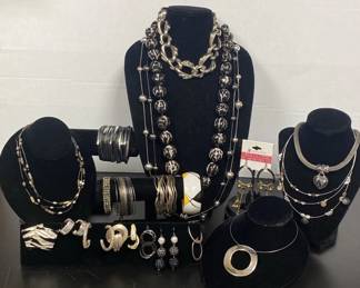 Silver Toned Black and Grey Jewelry Collection